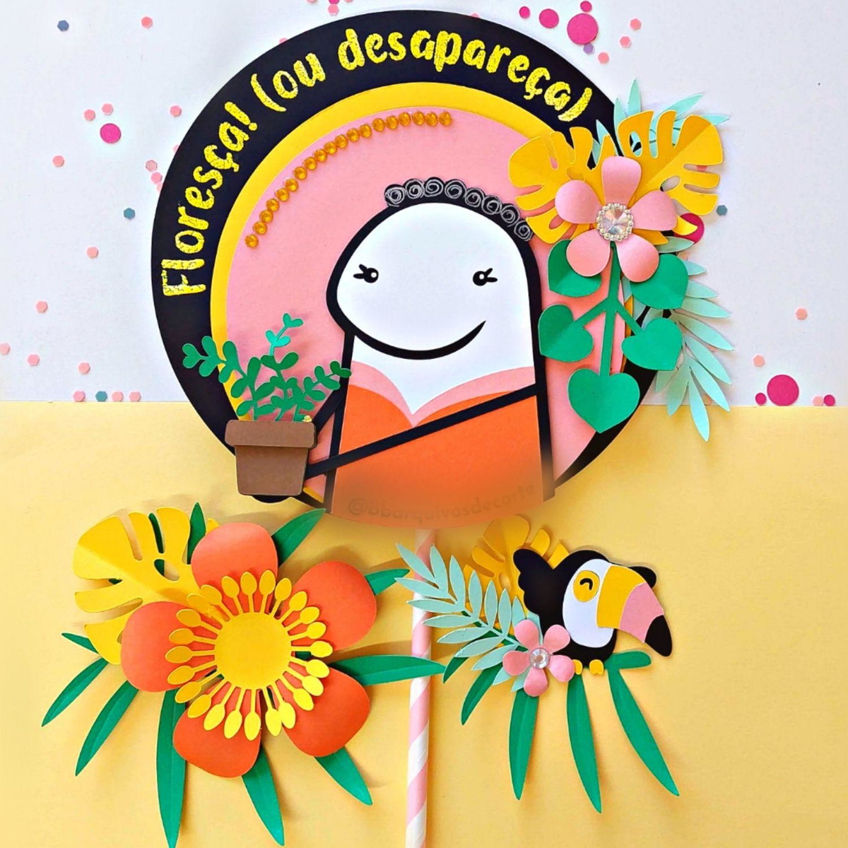 ARQUIVO TOPO DE BOLO FLORK ANIVERSÁRIO PLANTAS #14125