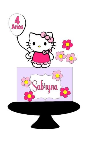 Kit c/ 5: Arquivo Topo de Bolo - Hello Kitty 001