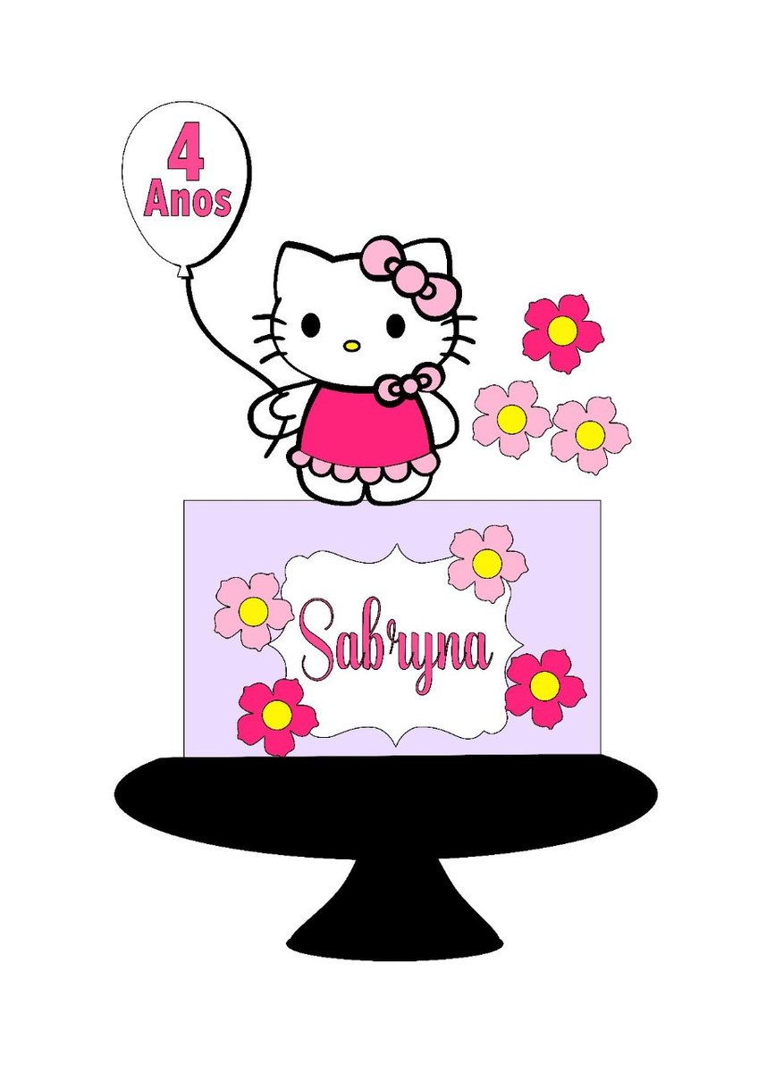 Kit c/ 5: Arquivo Topo de Bolo - Hello Kitty 001