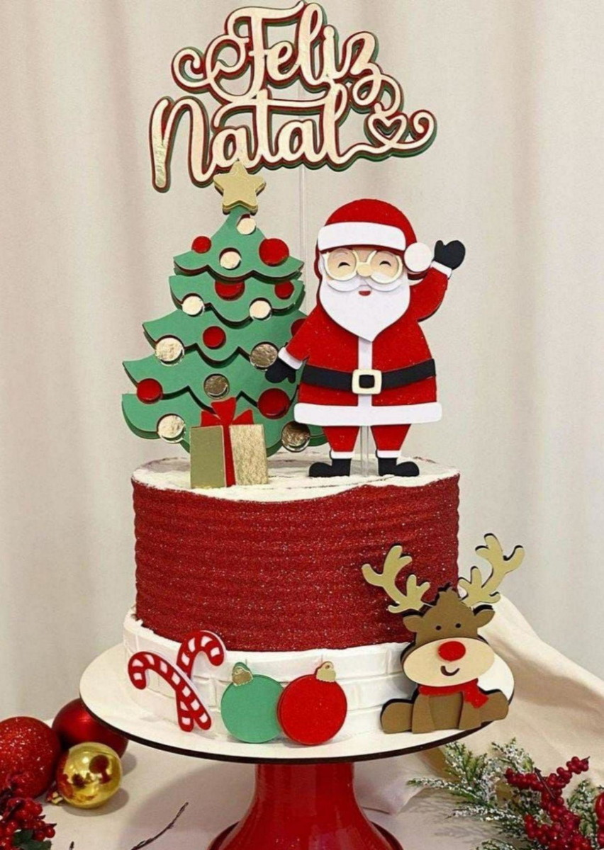 Arquivo Topo de Bolo Natal Papai Noel Oculos #14626 Studio