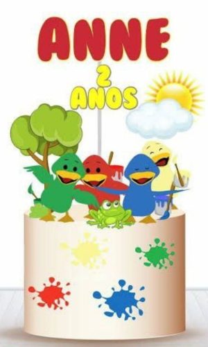 Arquivo Topo de Bolo Patinhos Coloridos Bento e Toto #17182