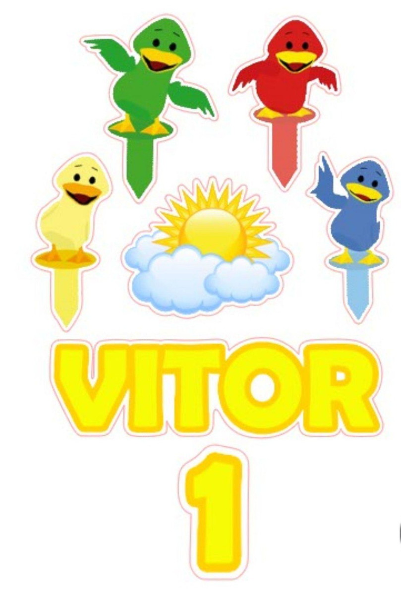 Arquivo Topo de Bolo Patinhos Coloridos Bento e Toto #17182 - Imagem 2