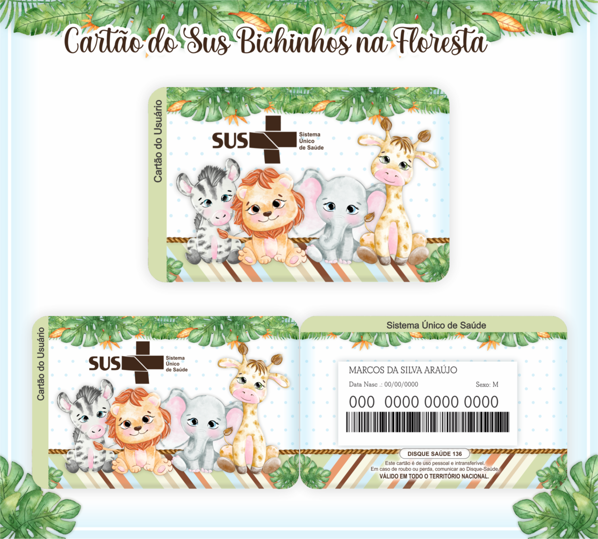 Cartão SUS Bichinho da Floresta