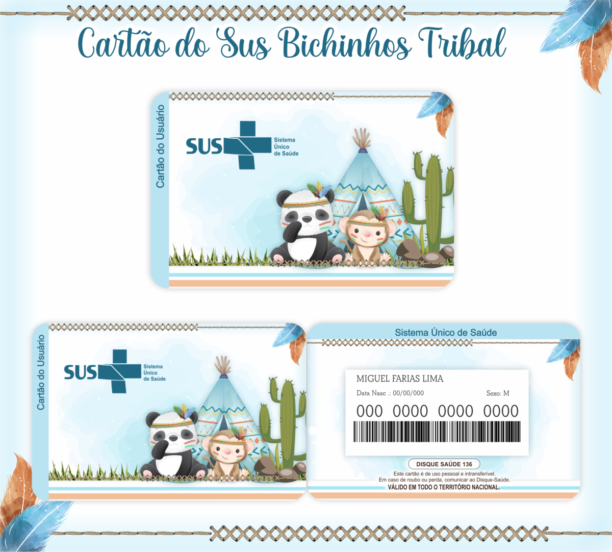 Cartão SUS Bichinho Tribal