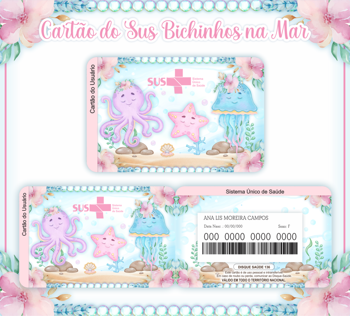 Cartão SUS Bichinhos no Mar