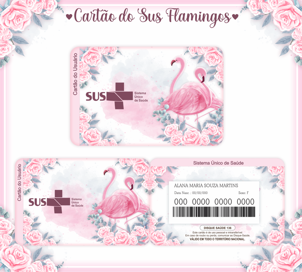 Cartão SUS Flamingos