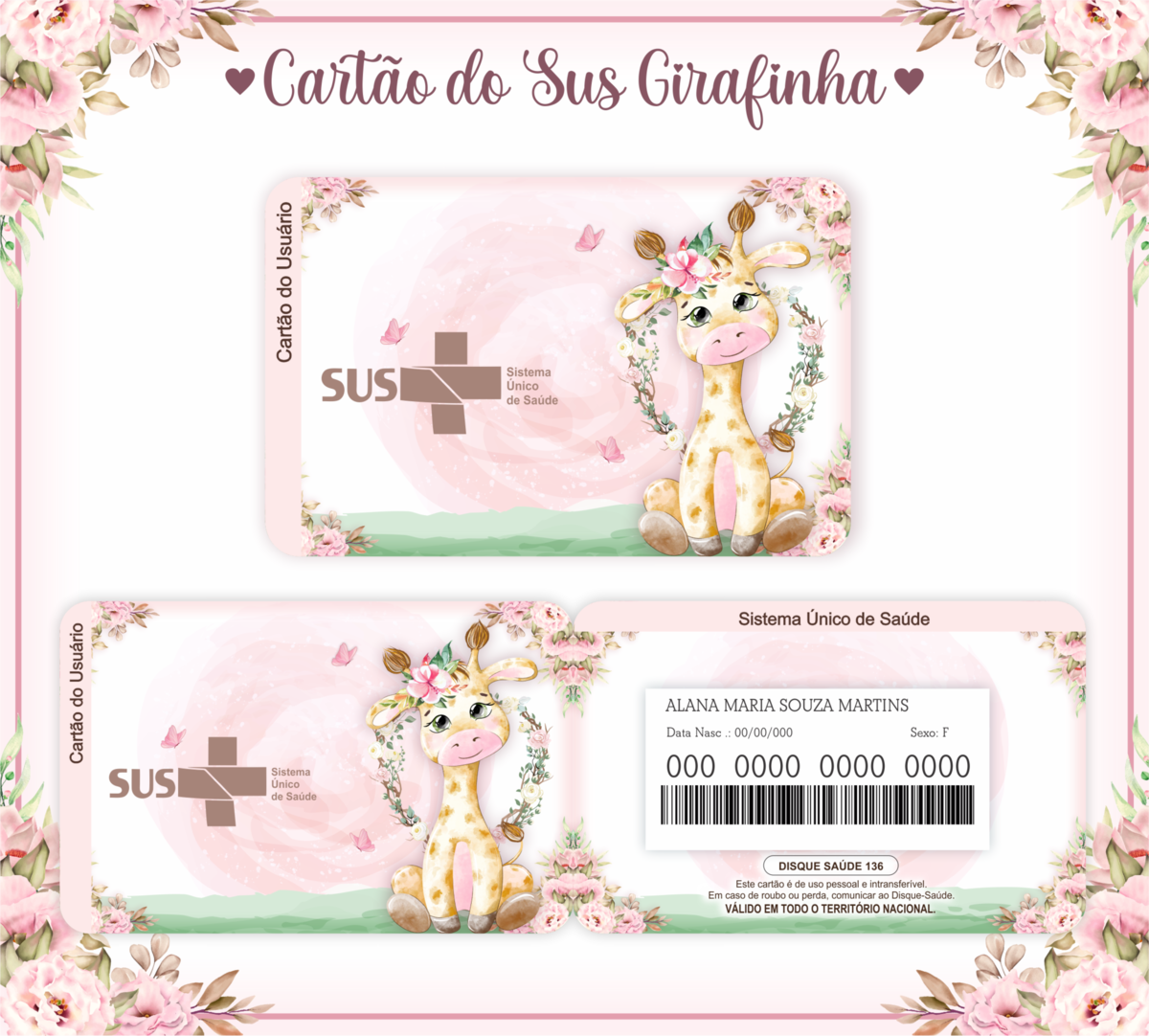 Cartão SUS Girafinha