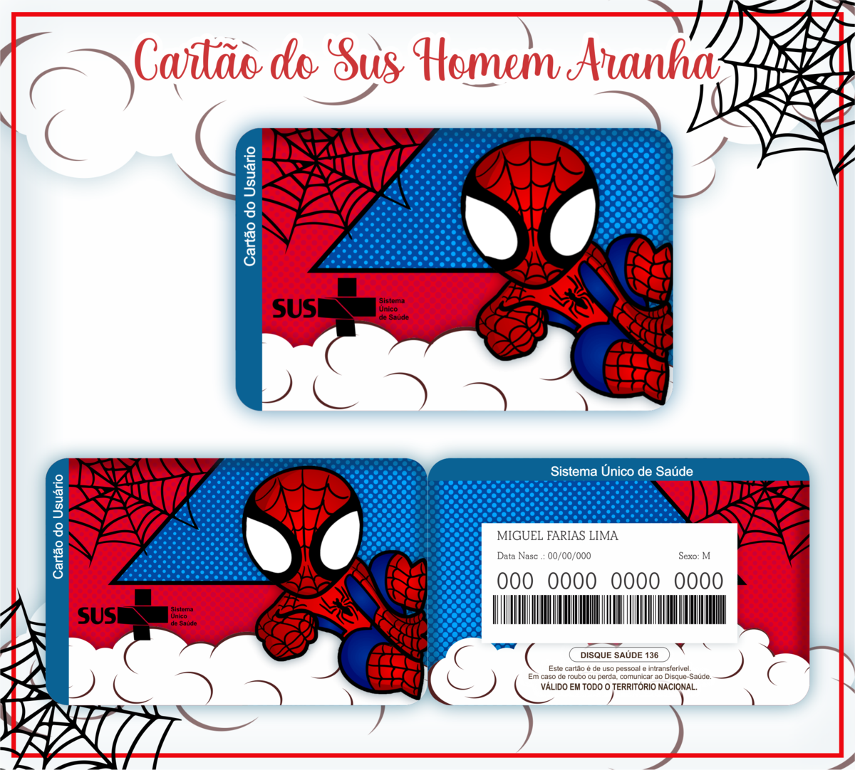 Cartão SUS Homem Aranha