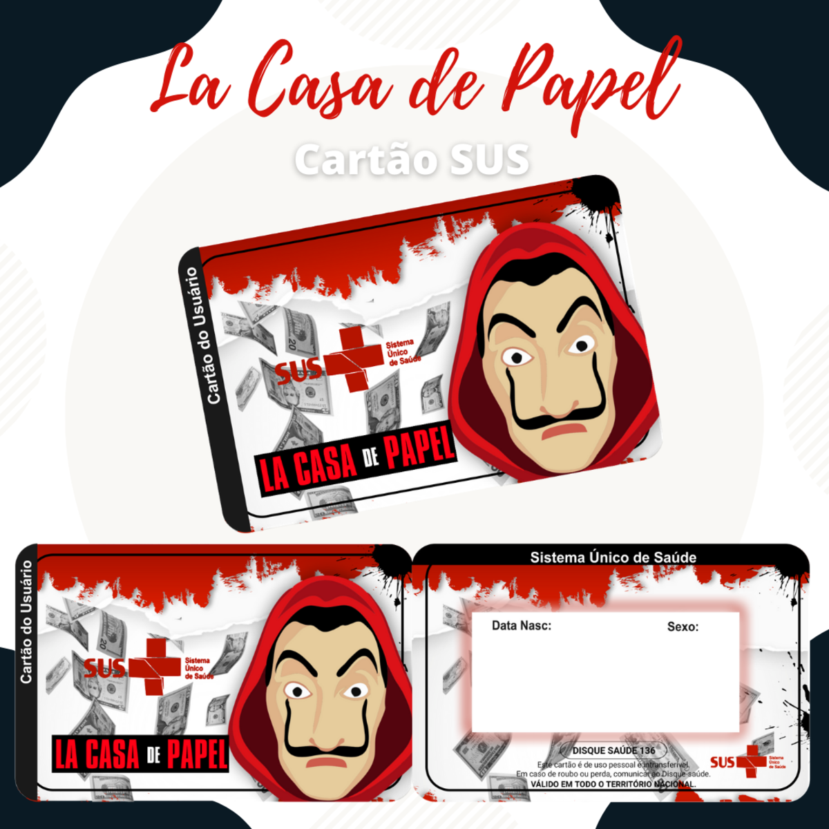 Cartão SUS la Casa de Papel
