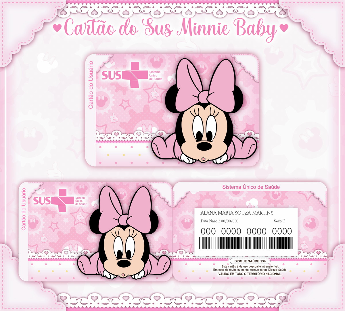 Cartão SUS Minnie Baby