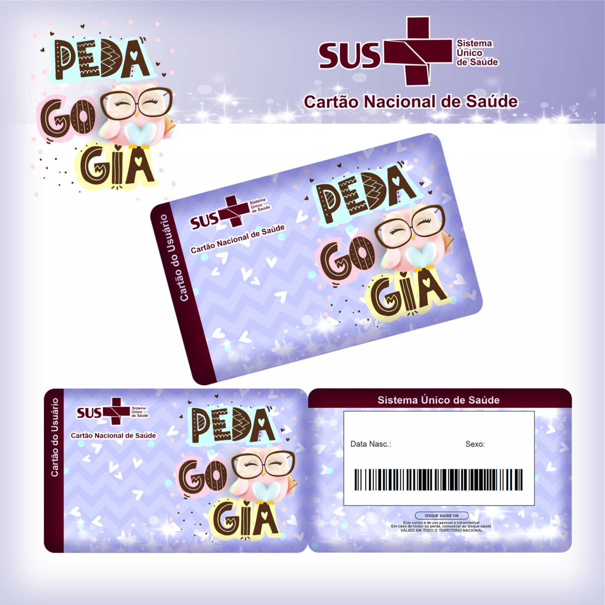 Cartão SUS Profissões Pedagogia