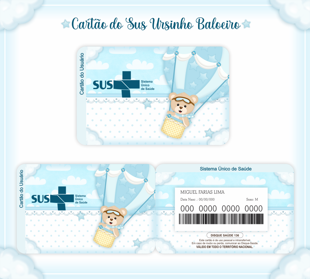 Cartão SUS Ursinho Baloeiro
