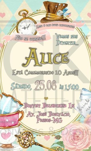 Convite Alice No País Das Maravilhas