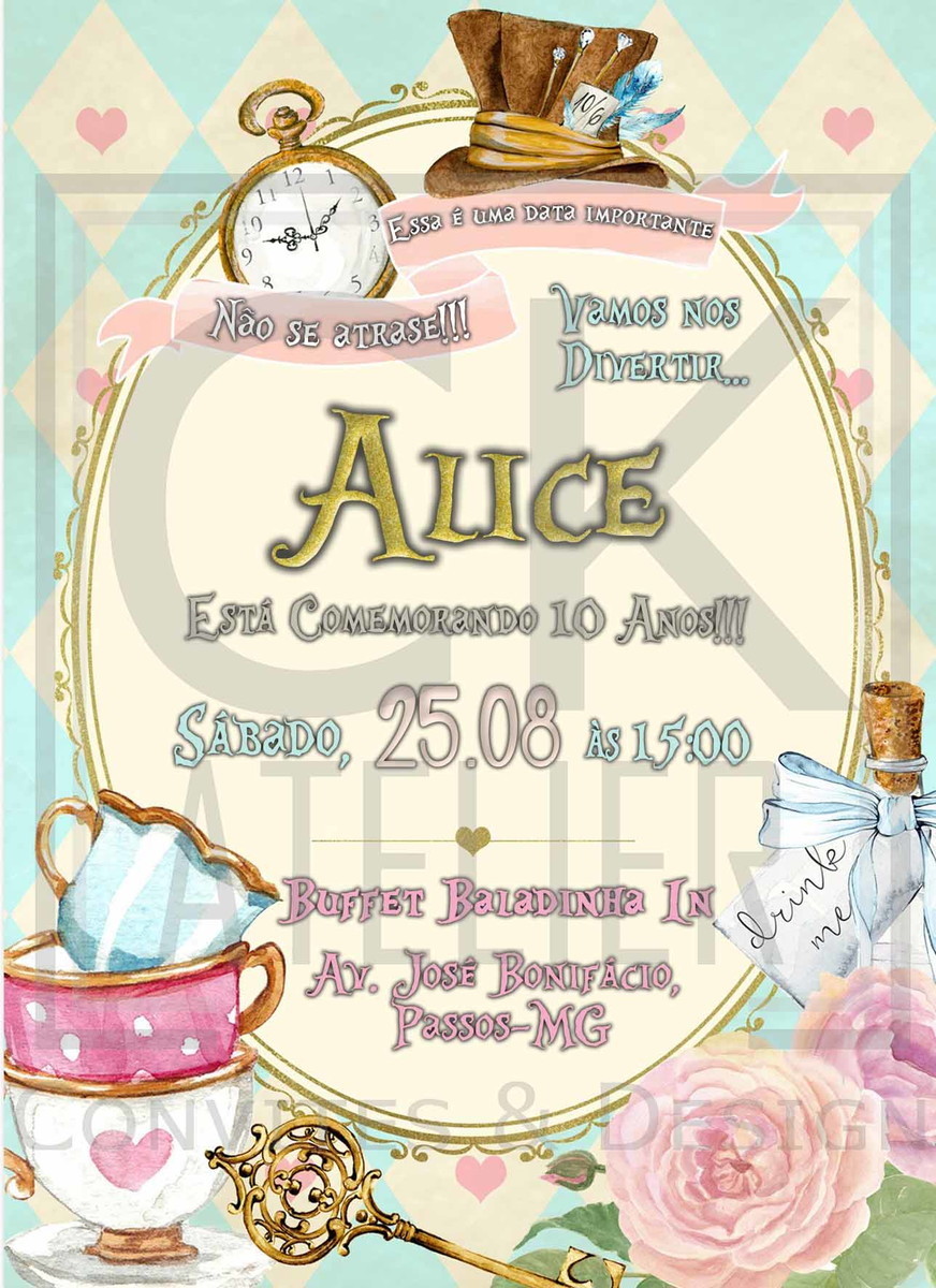 Convite Alice No País Das Maravilhas