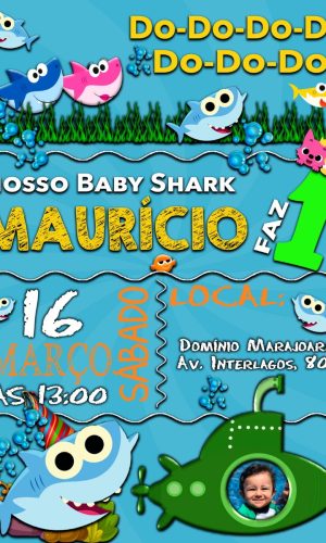 Convite Baby Shark Tubarão