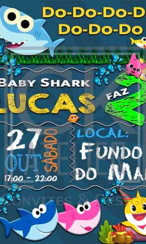 Convite Baby Shark Tubarão