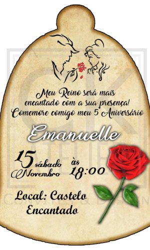 Convite Bela e a fera
