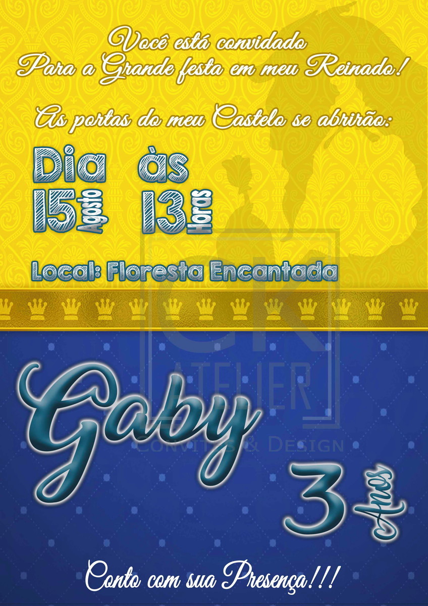 Convite Bela e a fera