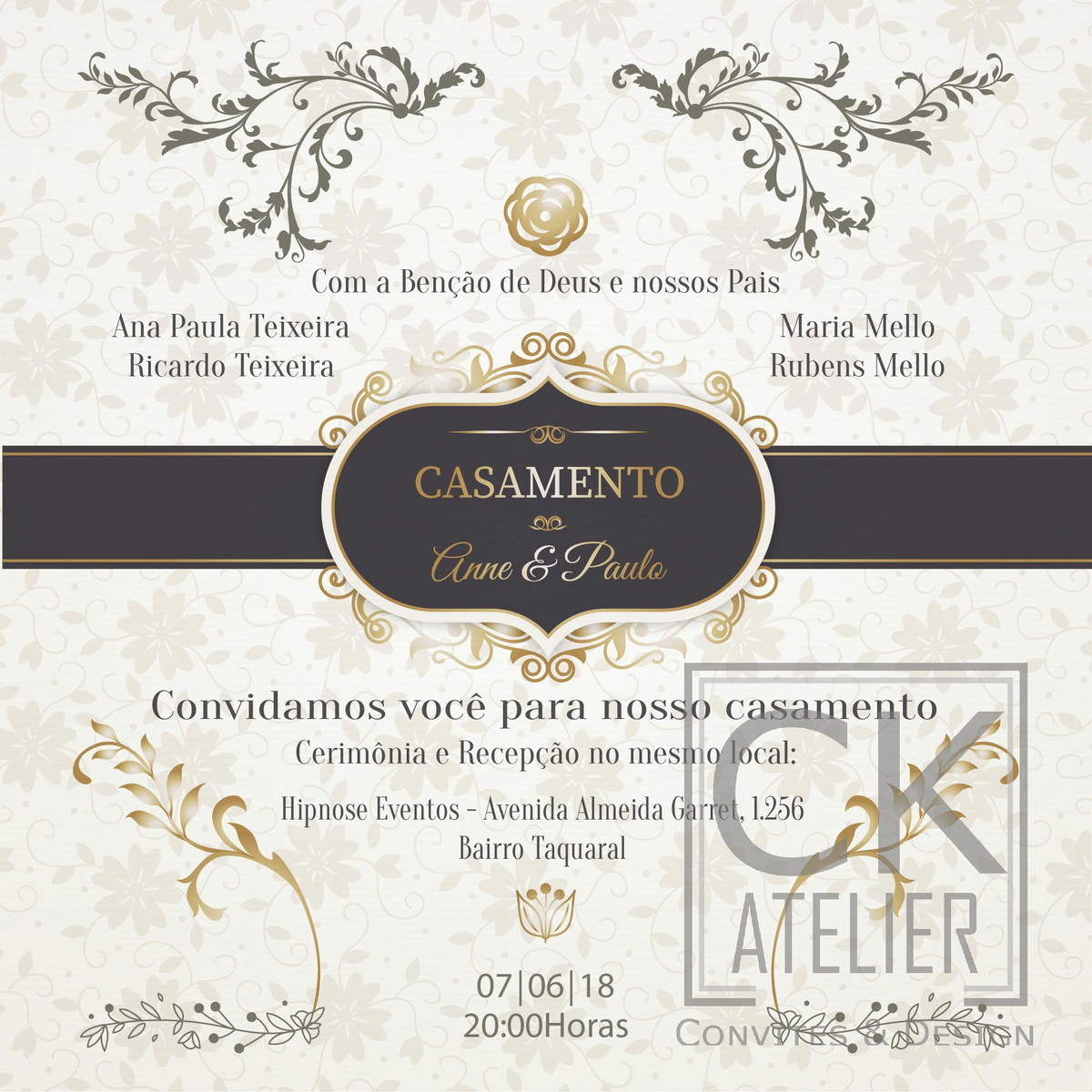 Convite Casamento Rústico