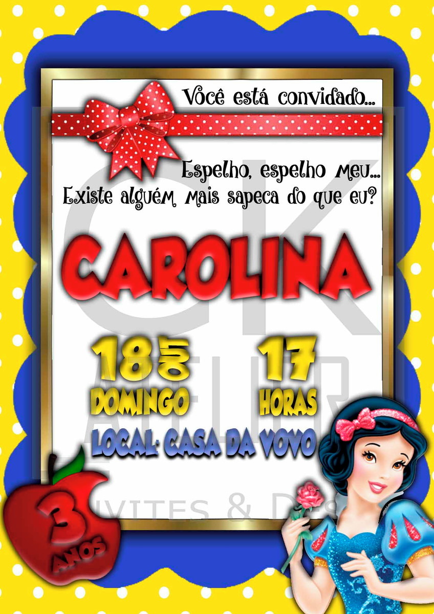 Convite Branca de Neve