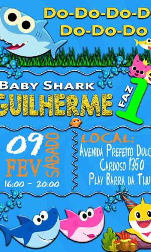 Convite Digital Baby Shark tubarâo
