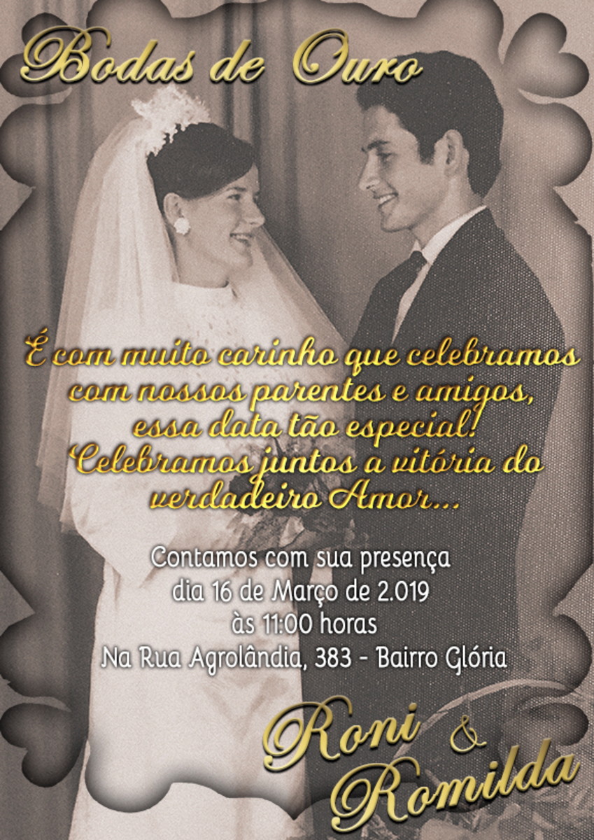 Convite Digital Bodas de Ouro
