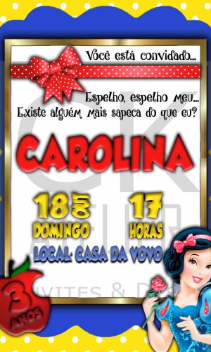 Convite Digital Branca de Neve