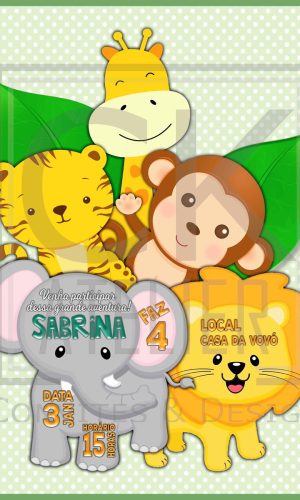 Convite Digital Chá de Bebê Animais Cute