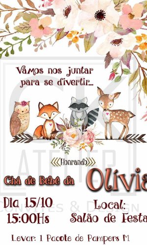 Convite Digital Chá de Bebê Animais Cute
