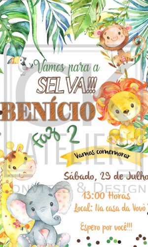 Convite Digital Chá de Bebê Animais Cute