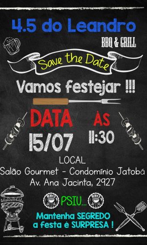Convite Digital Chalkboard Churrasco