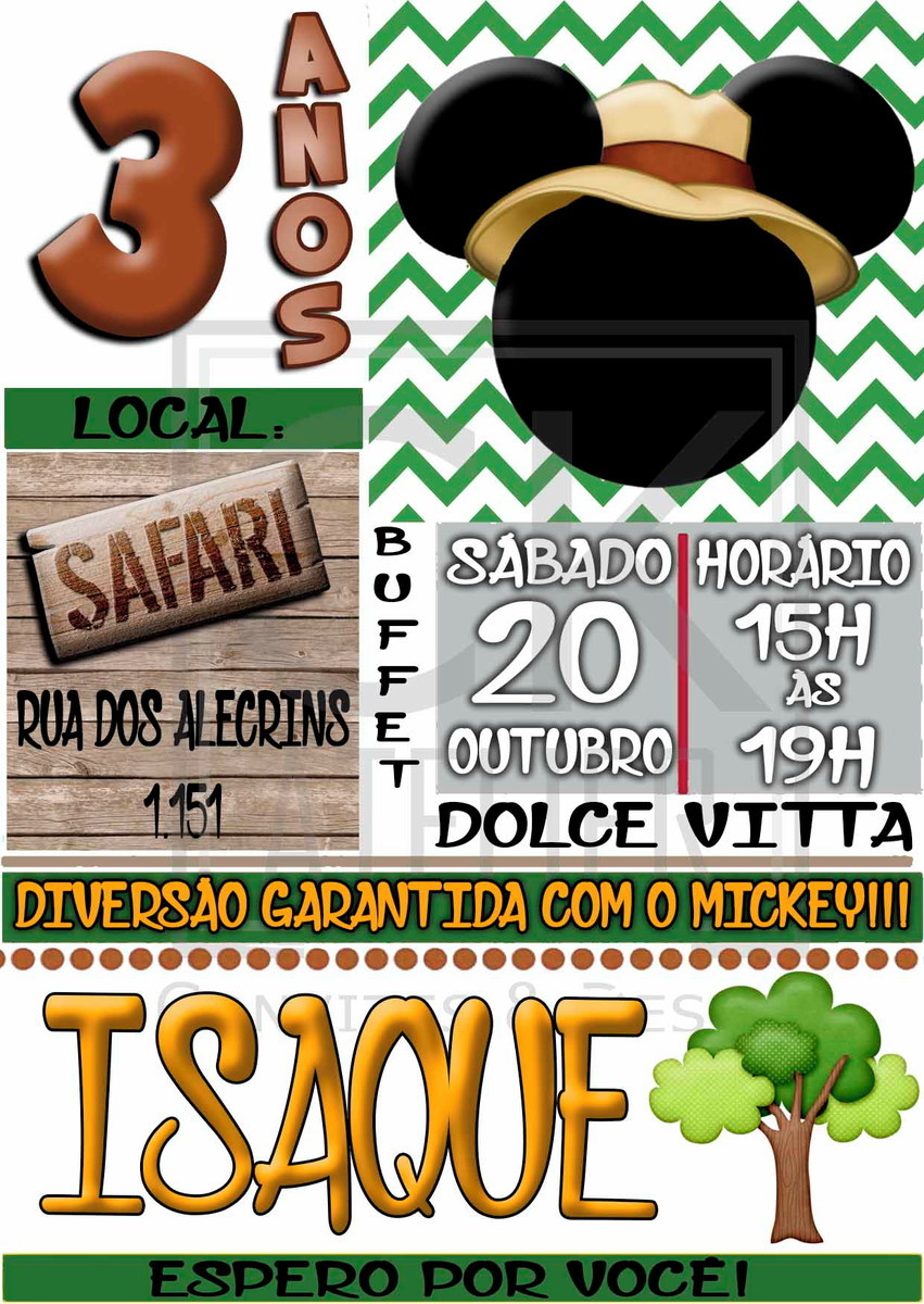 Convite Mickey Safari