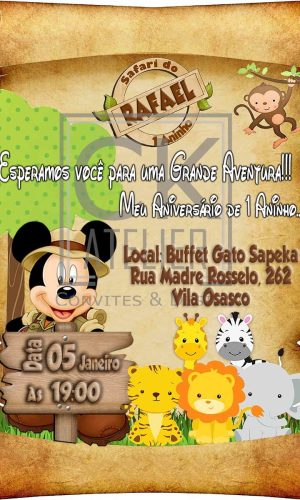 Convite Mickey Safari