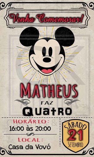 Convite Mickey Vintage