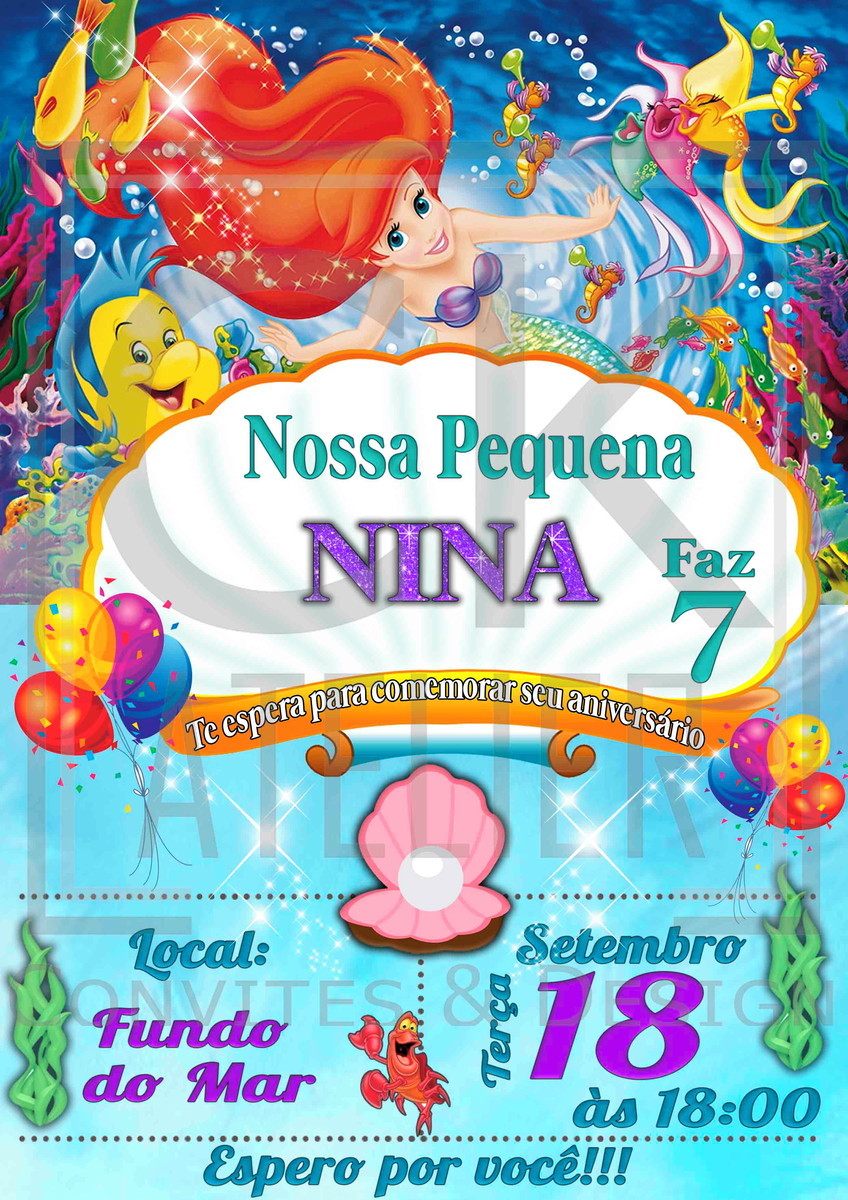 Convite Pequena Sereia