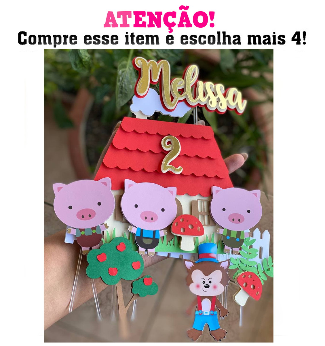 Kit c/ 5: Arquivo de corte 3 Porquinhos 001 (camadas)