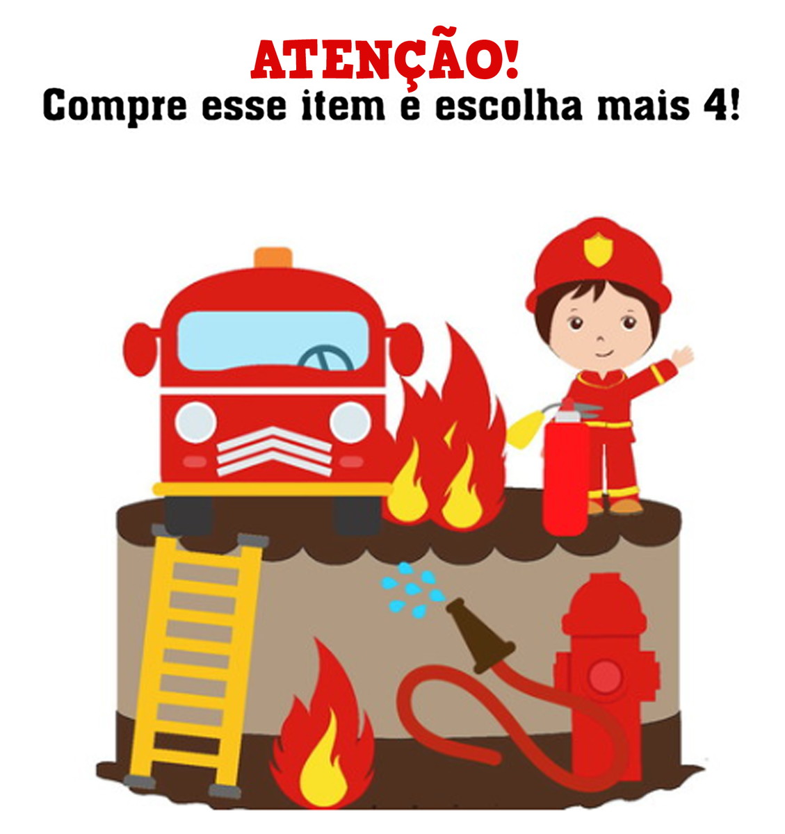Kit c/ 5: ARQUIVO DE CORTE TOPO DE BOLO BOMBEIRO 001