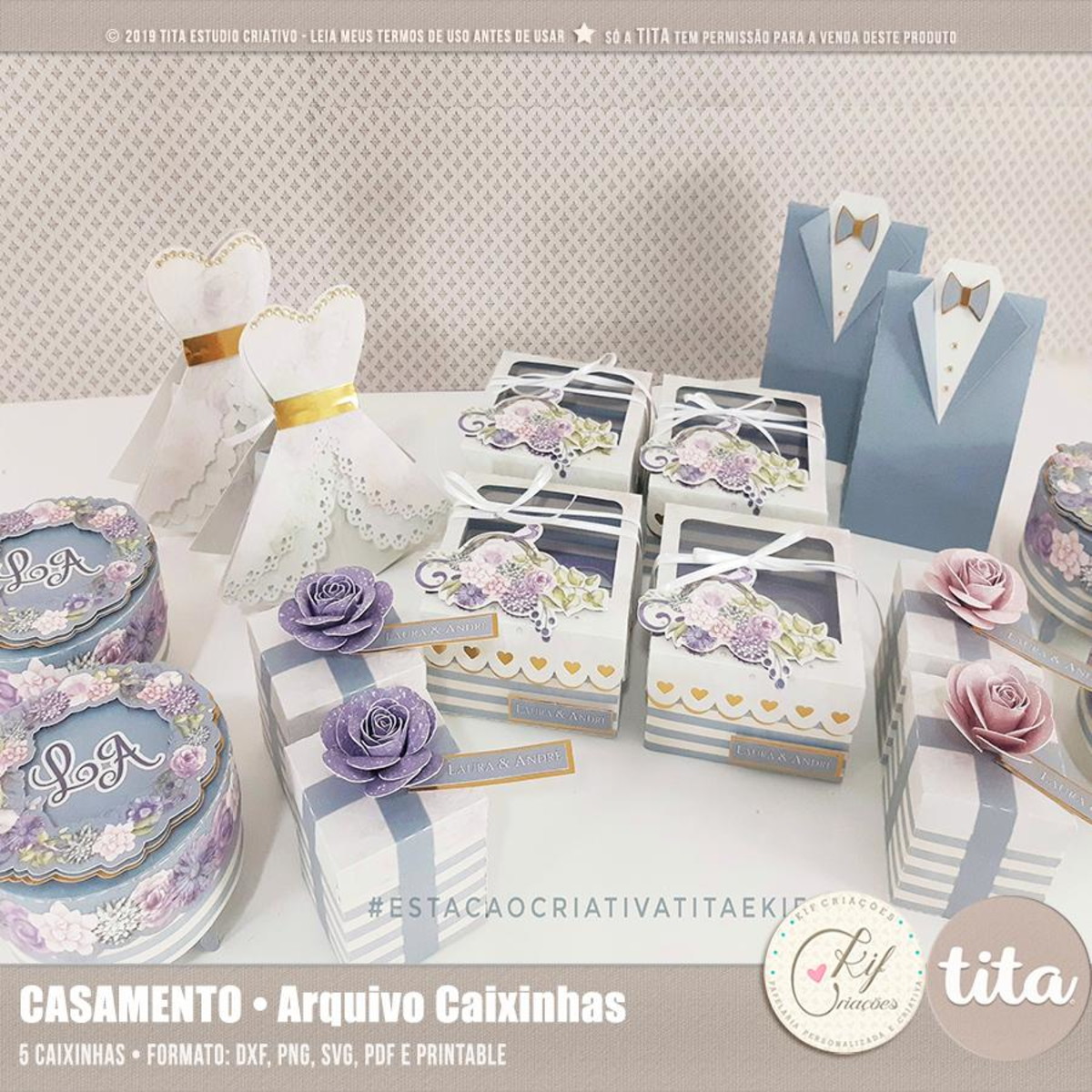 KIT C/ 5: ARQUIVO DE CORTE - CASAMENTO 001 PDF/DXF/STUDIO