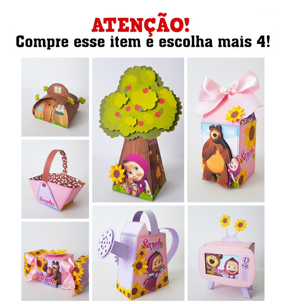 Kit c/ 5: Arquivo de Corte Masha e o Urso