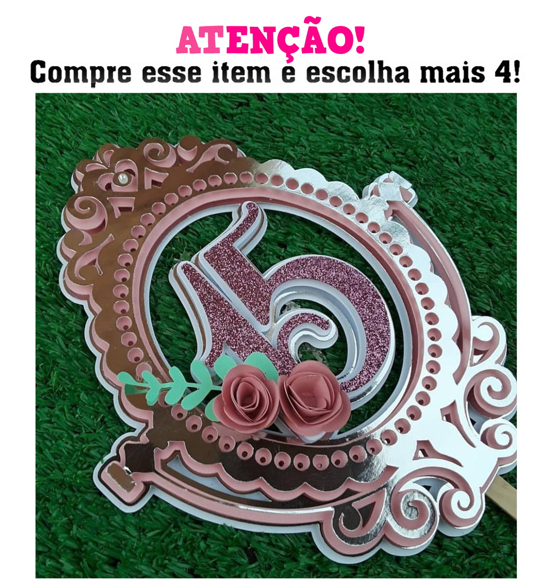 Kit c/ 5: Arquivo de corte topo 15 anos 003