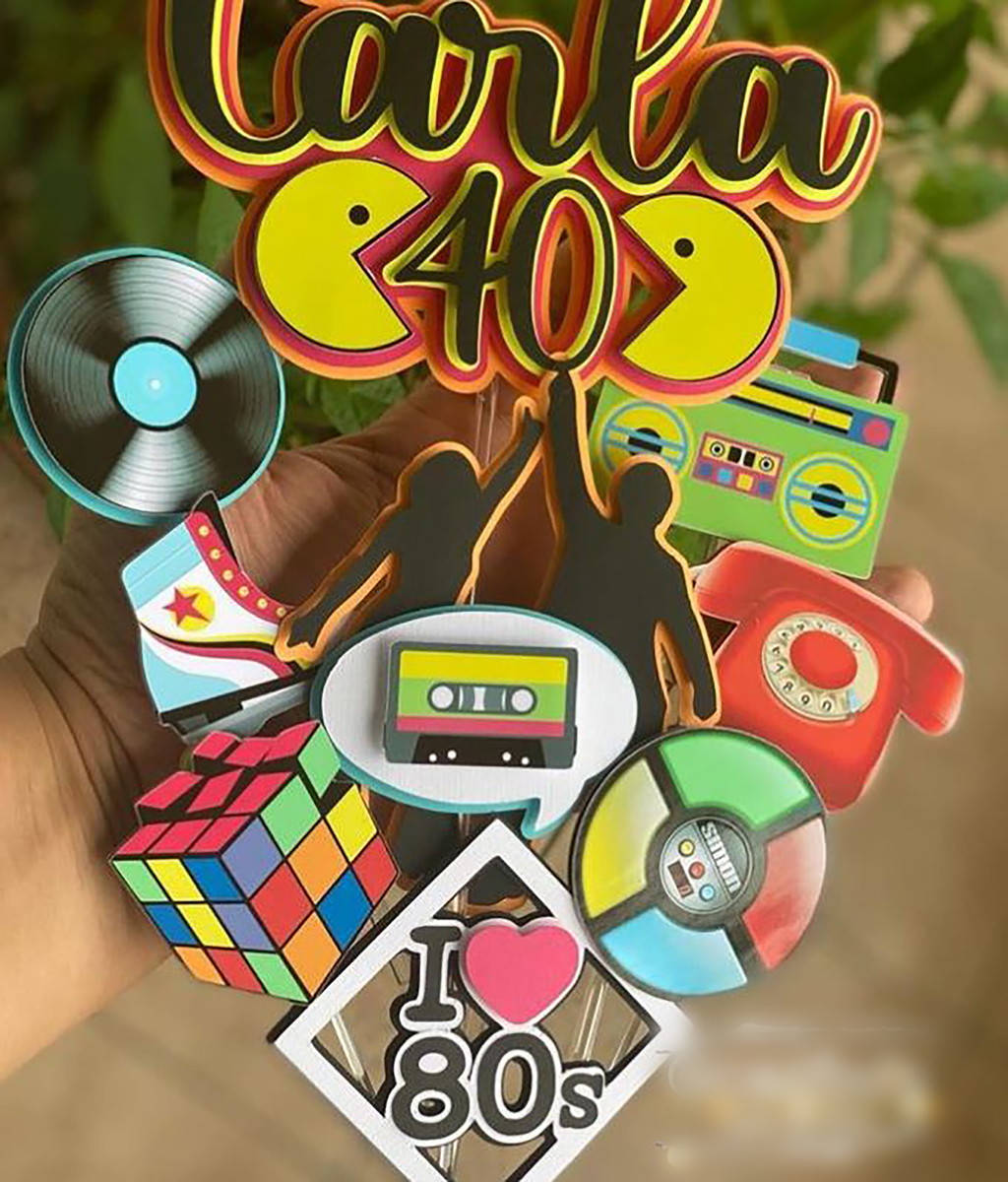 Kit C/ 5 Arquivo De Corte: Topo De Bolo Anos 80 001