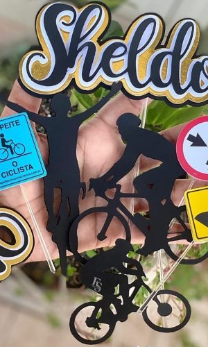 Kit c/ 5 Arquivo de Corte: Topo de Bolo Ciclista 003