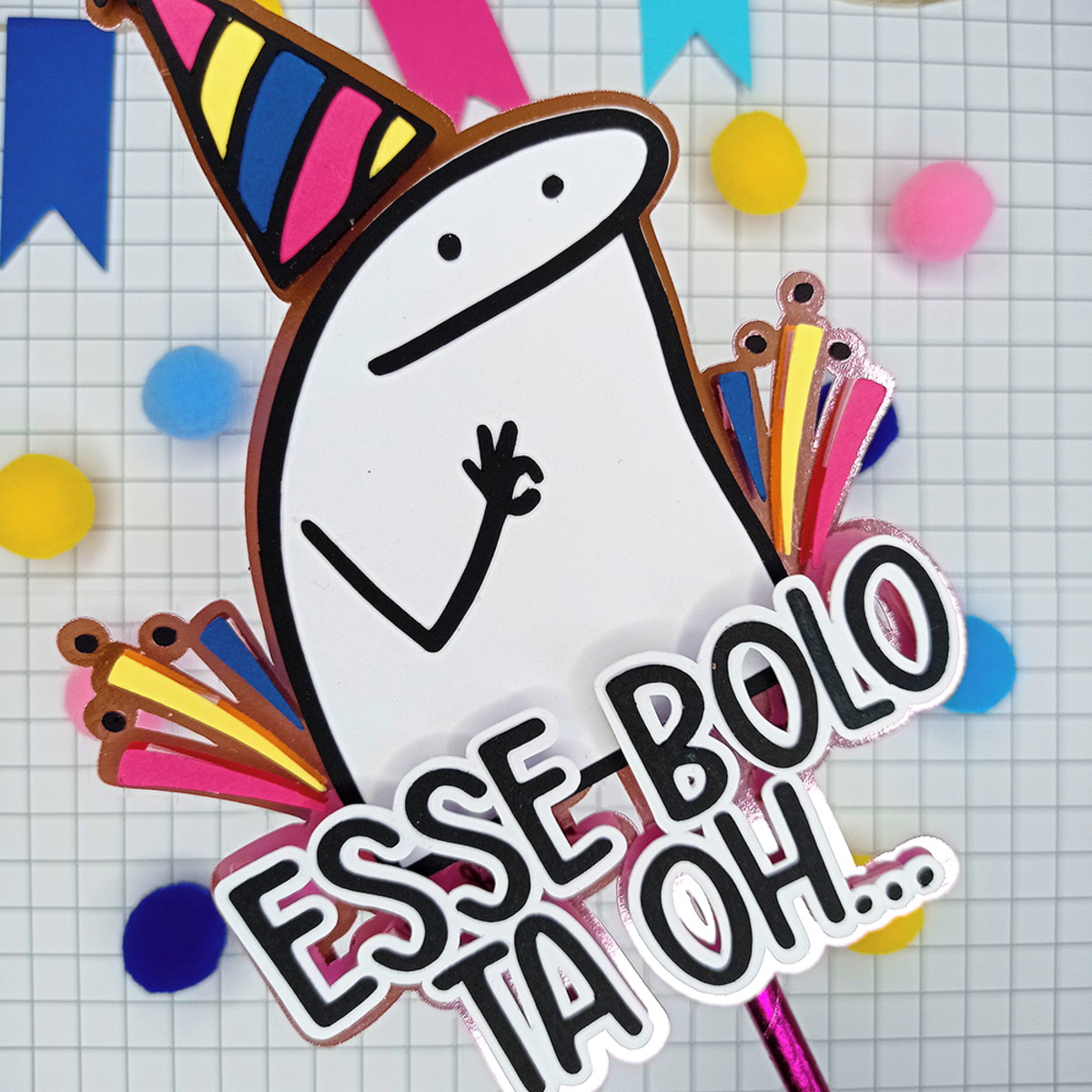 KIT C/ 5 ARQUIVO DE CORTE: TOPO DE BOLO FLORK BENTO CAKE 009