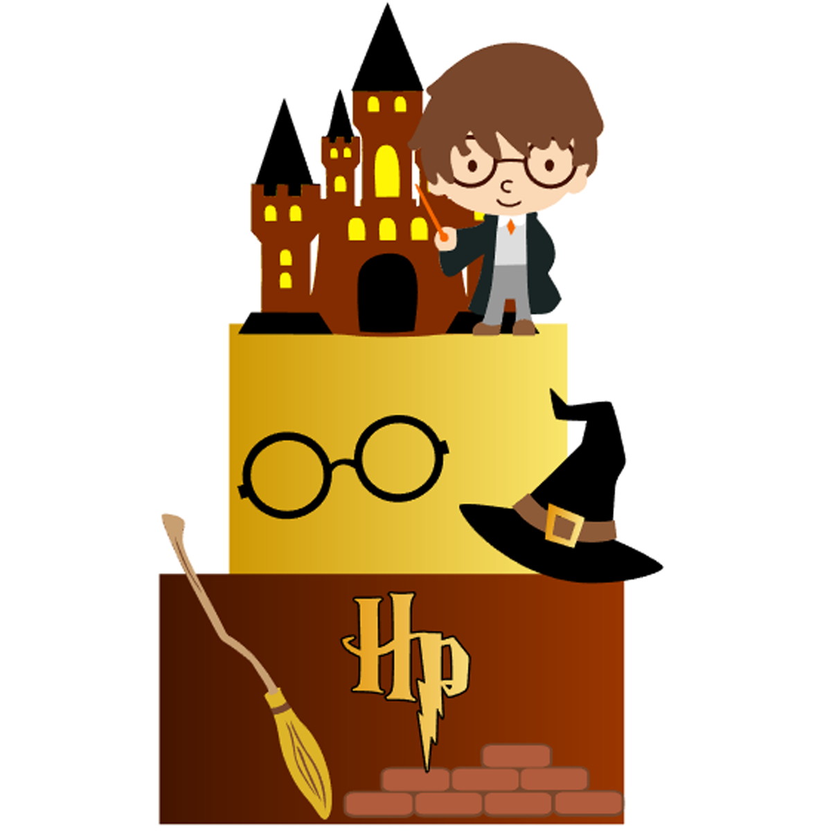 Kit C/ 5 Arquivo De Corte: Topo De Bolo Harry Potter 003