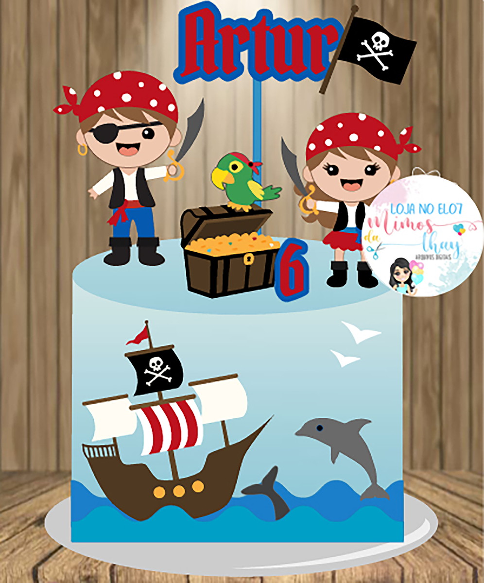 KIT C/ 5 ARQUIVO DE CORTE: TOPO DE BOLO PIRATA 005