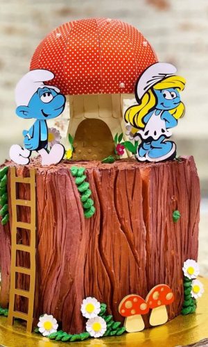 KIT C/ 5 ARQUIVO DE CORTE: TOPO DE BOLO SMURFS 001