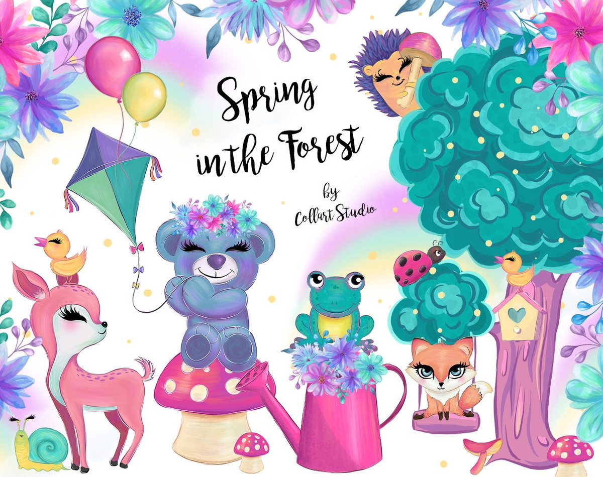 Kit digital de animais da floresta