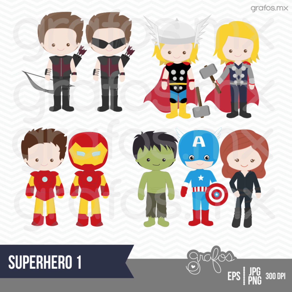 Kit c/ 5: Kit Digital Vingadores cute G6 - Imagem 2