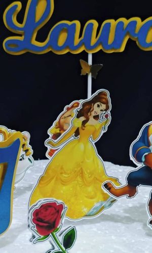 Topo de Bolo Bela e a Fera