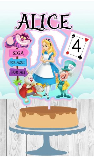 Topo de Bolo Alice no País das Maravilhas